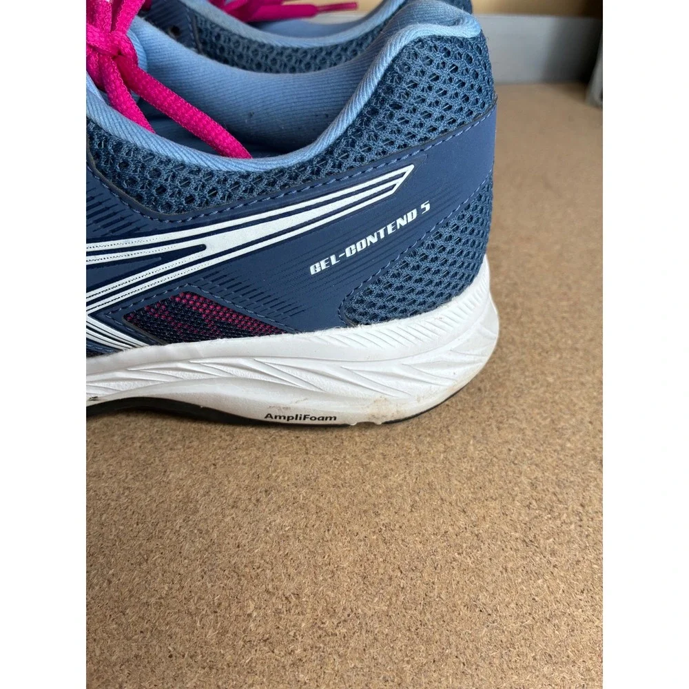 Asics Gel-Contend 5 Womens Blue Pink Running Shoes 1012A234 Size 8
